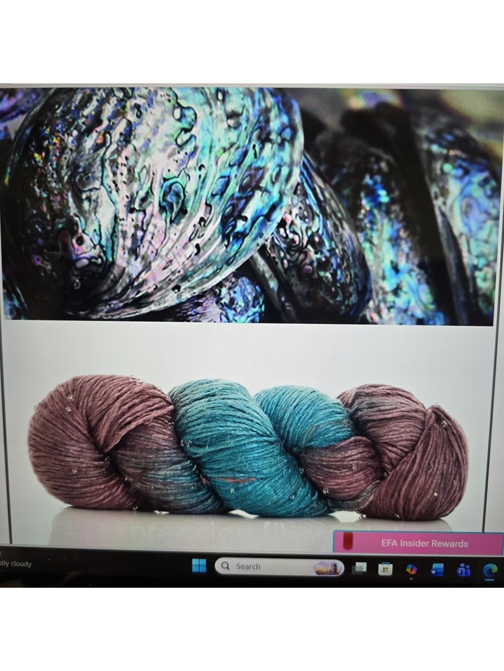 2 - RARE Skeins Expression Fiber Arts ABALONE SHELL Beaded silk worsted